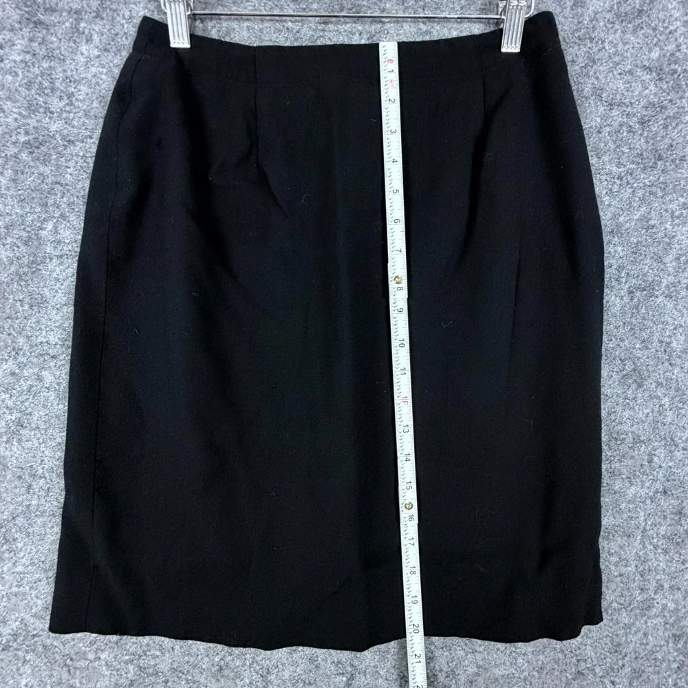 Vintage Jones New York Office Skirt Womens 10 Black Wool Back Slit Capsule